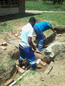 Brick Laying Students on Action